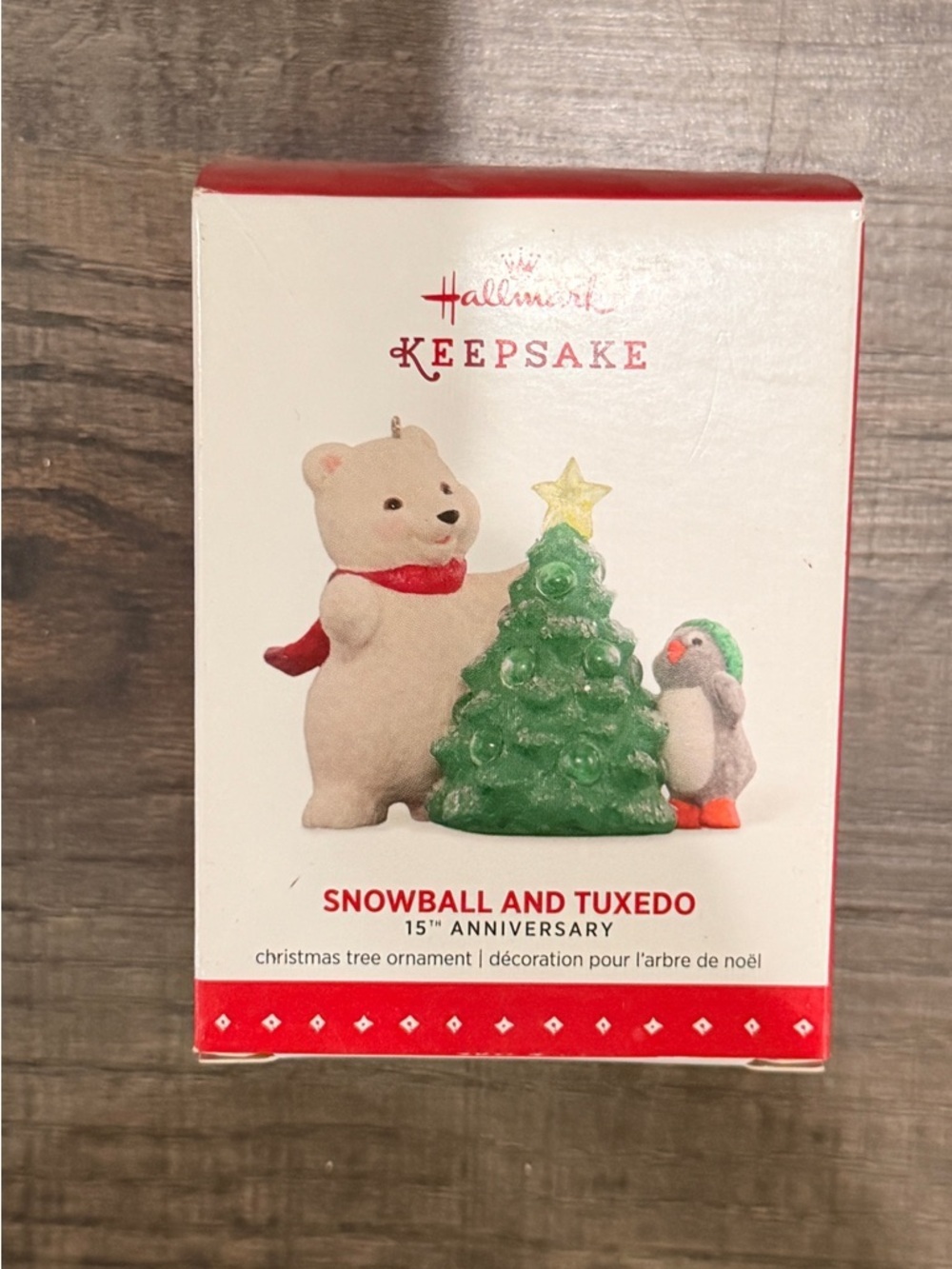 NEW IN BOX Hallmark Keepsake Snowball and Tuxedo Christmas Tree Ornament - Green